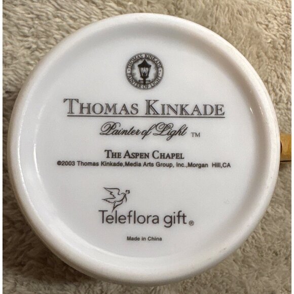 Thomas Kinkade The Aspen Chapel Cup & Plate Saucer Set Stand Telefrola Gift - Picture 6 of 10